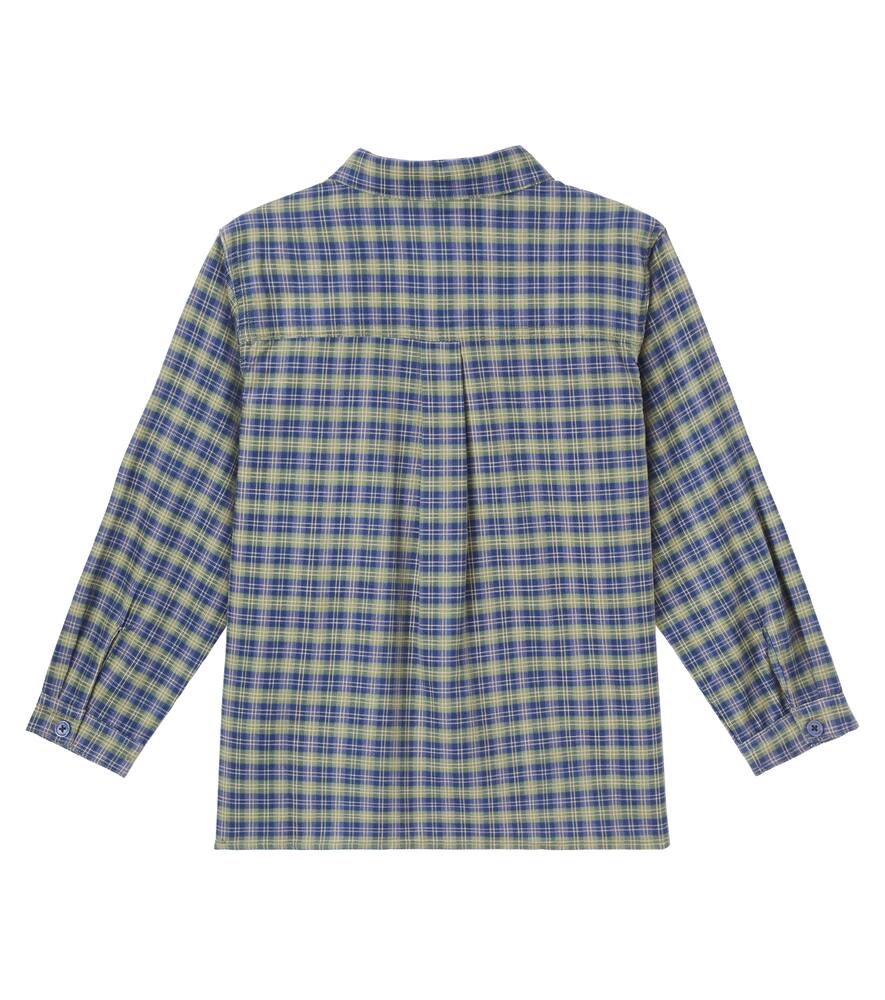 Хлопковая рубашка с клеткой кара Konges Sløjd, Laurel Blue Check — фото 3