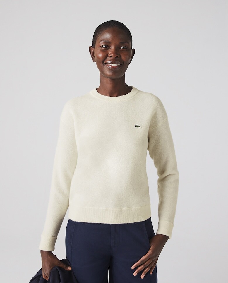 

Женский шерстяной свитер с круглым вырезом Lacoste, белый