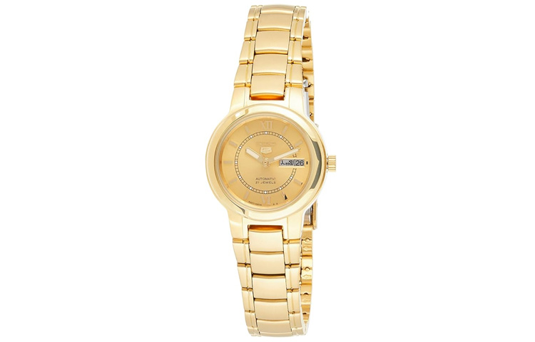 

SEIKO Часы Automatic Mechanical Movement Stainless Steel Strap Watch 25*11mm Women's Watch Gold Dial SYME58, Gold Dial