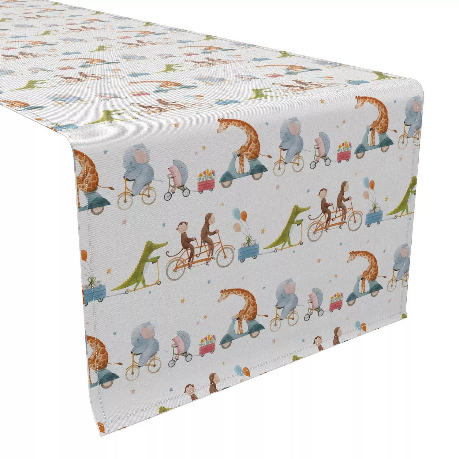 

Настольная дорожка, 100 % хлопок, 16x72 дюйма, дизайн Animals on Bikes