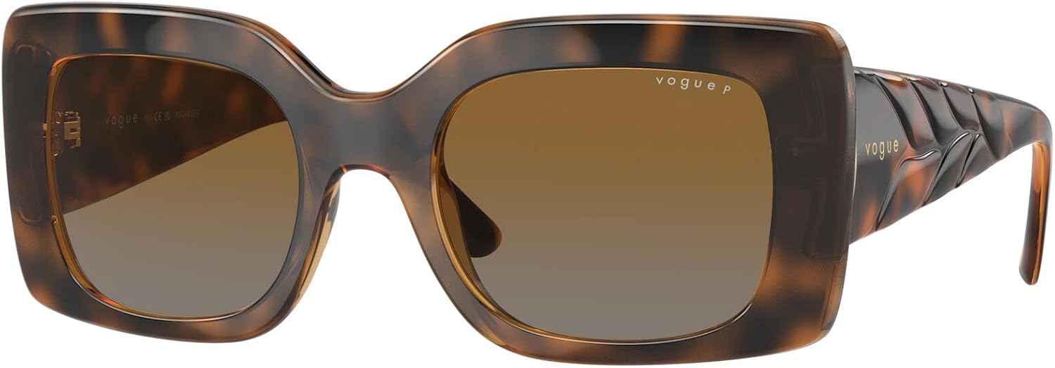 

Солнцезащитные очки Vogue Eyewear для женщин, оправа цвета "гавана"/коричневый, поляризованные линзы с серым градиентом и коричневыми линзами, диаметр линзы 52 мм, Top Havana/Brown