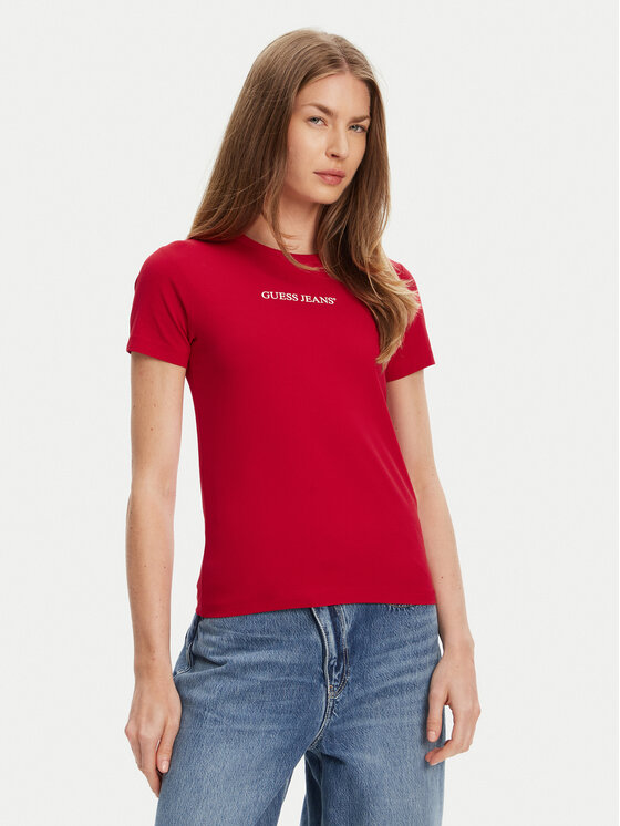 

Облегающая футболка W4YI01 J1314 Guess Jeans, красный