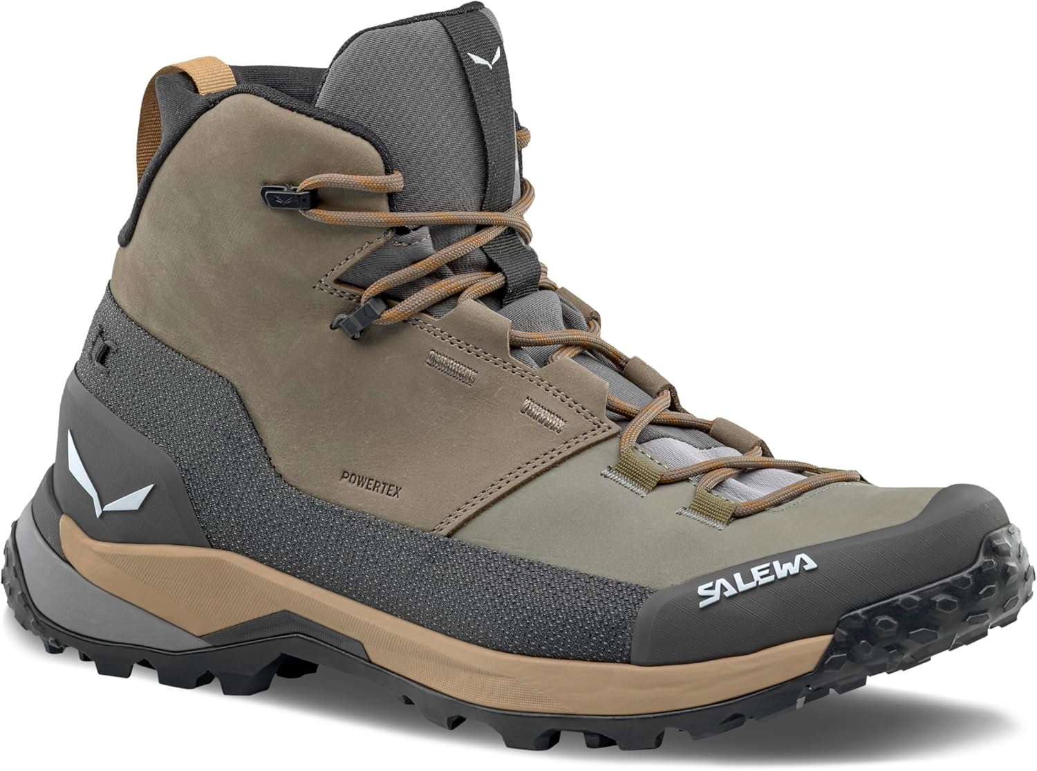 

Мужские ботинки Salewa Puez Leather Mid Powertex - водонепроницаемые для походов и треккинга, Bungee Cord/Onyx