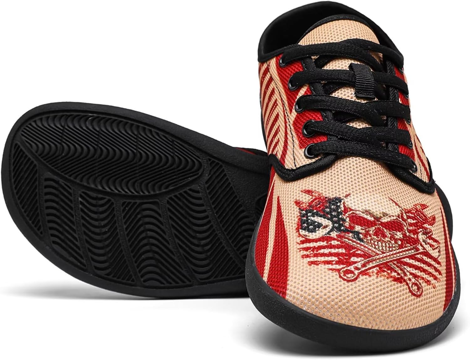 Мужские повседневные дышащие кроссовки Luzeephang Barefoot Shoes с широким носком, на шнуровке, с нулевым перепадом высоты подошвы, для ходьбы и повседневной носки, Mechanic Skull Strips — фото 3