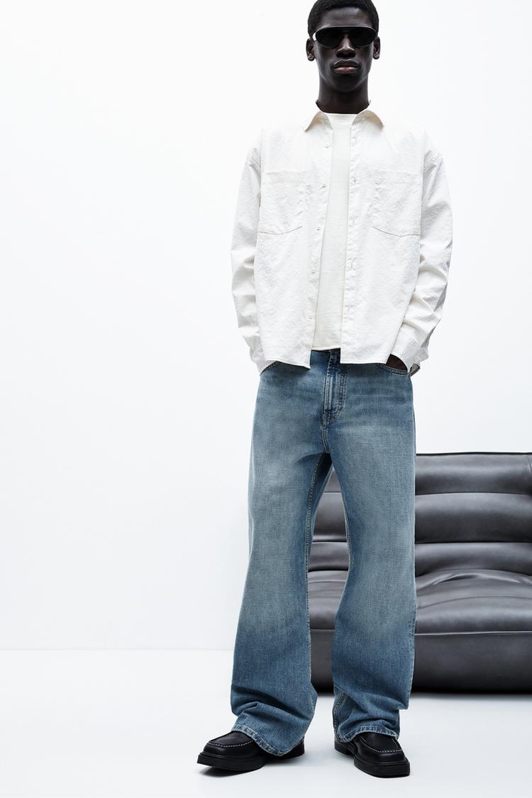 

Свободные расклешенные джинсы Pull And Bear, синий