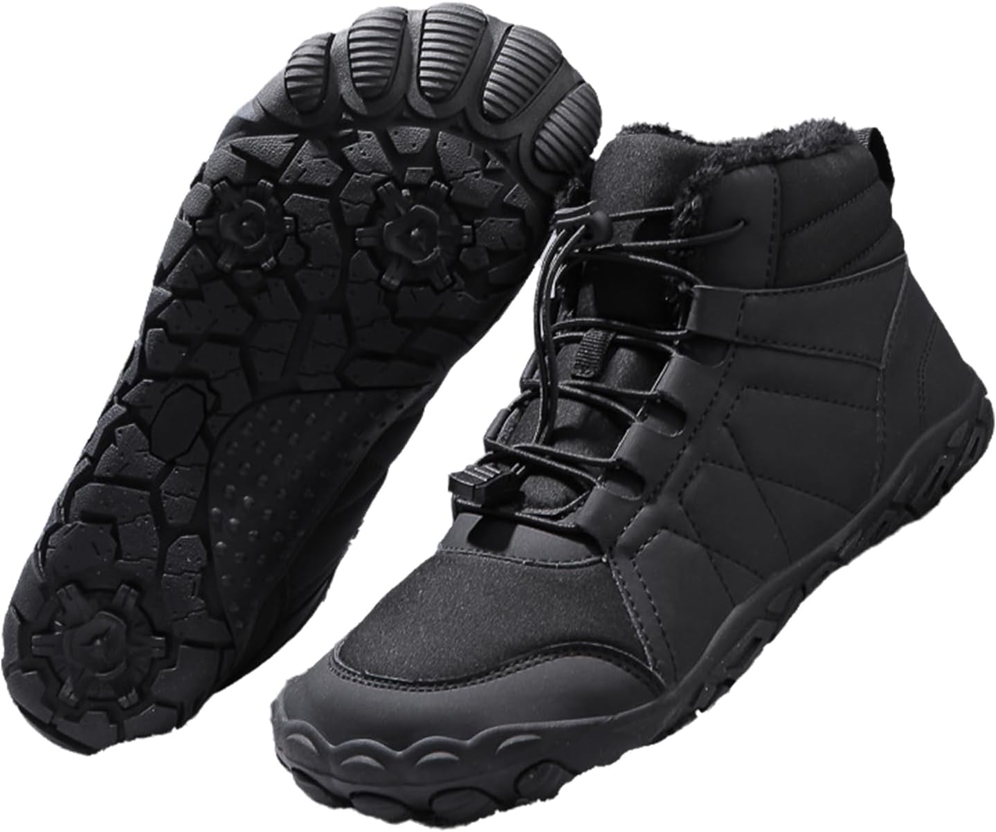 

Зимние ботинки для ходьбы для женщин и мужчин, водонепроницаемые и противоскользящие, снежные ботинки, с мягкой защитой носка Generic, черный