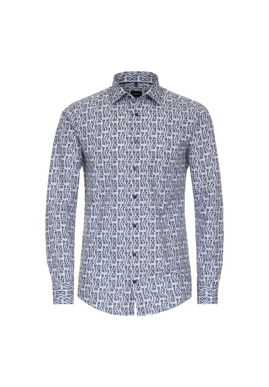 

Мужская деловая рубашка с принтом современного кроя Venti, темно-синий
