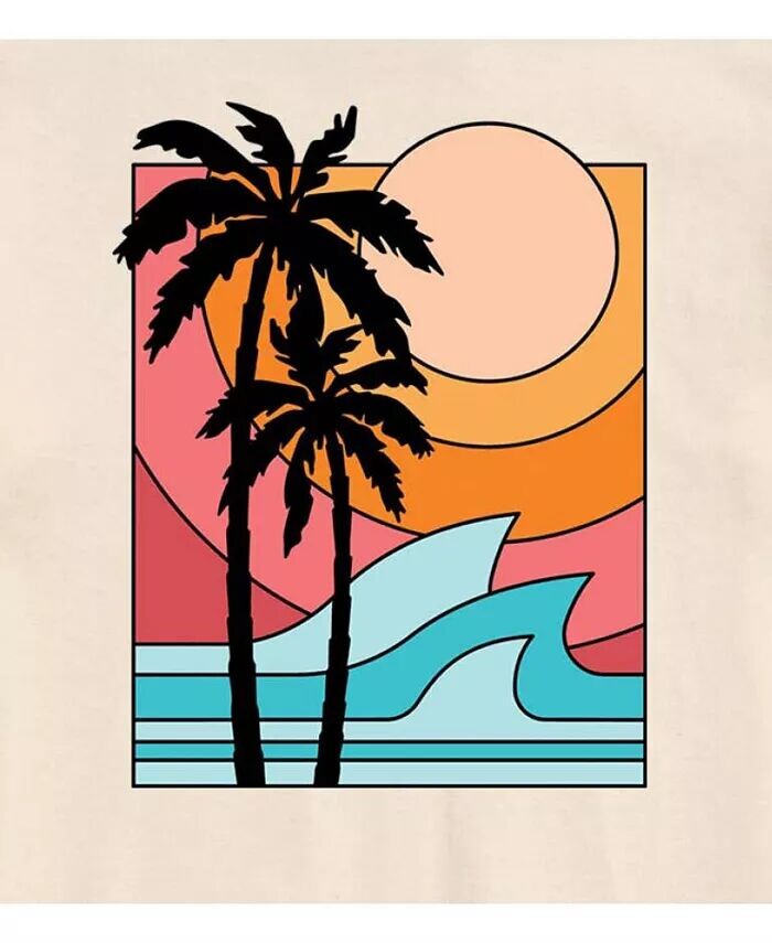 Модная футболка Hybrid Apparel для юниоров с рисунком Palm Waves Good Vibes Llc, желтый — фото 3