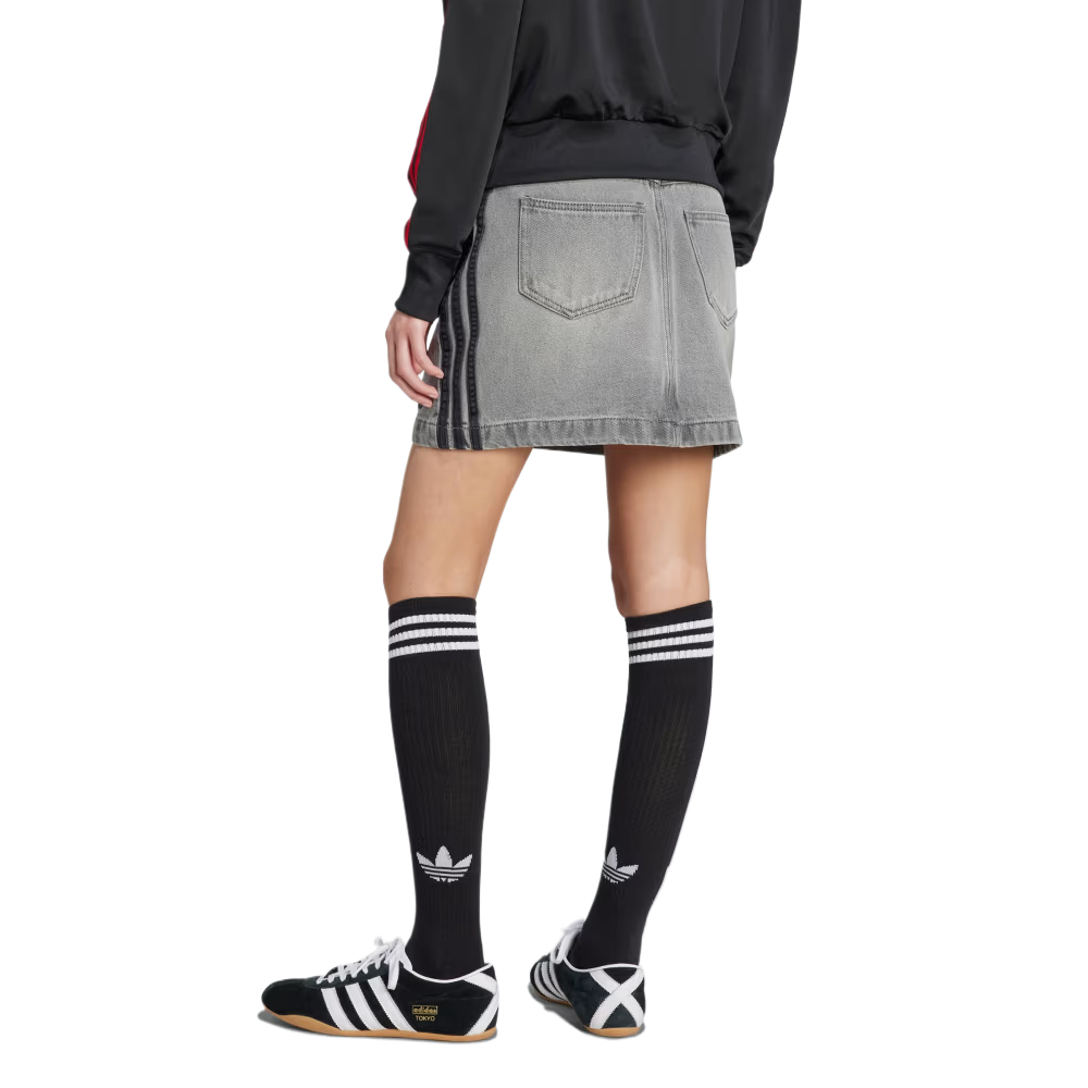 Джинсовая мини-юбка adicolor 3 stripes Adidas Originals, серый — фото 3
