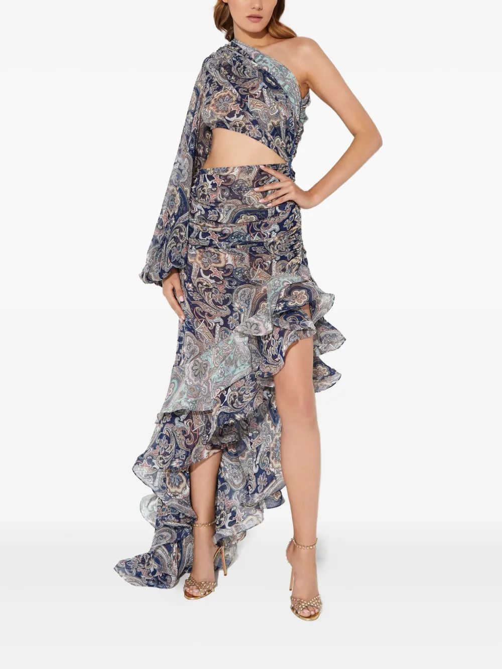 

Платье "Сара" с драпировкой и одним рукавом Bronx And Banco, синий