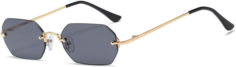 

Роскошные безободковые солнцезащитные очки для мужчин, безрамочные солнцезащитные очки с градиентным переходом для женщин, модные винтажные металлические очки TYUVIVO, Gold-black