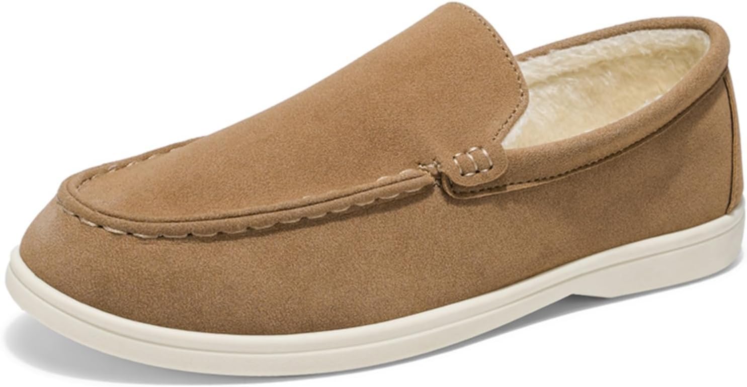 

Мужские лоферы с флисовой подкладкой: ультротеплые туфли с толстой подкладкой, с декоративной строчкой- подходят для повседневной носки и холодной погоды Khwfjas, хаки