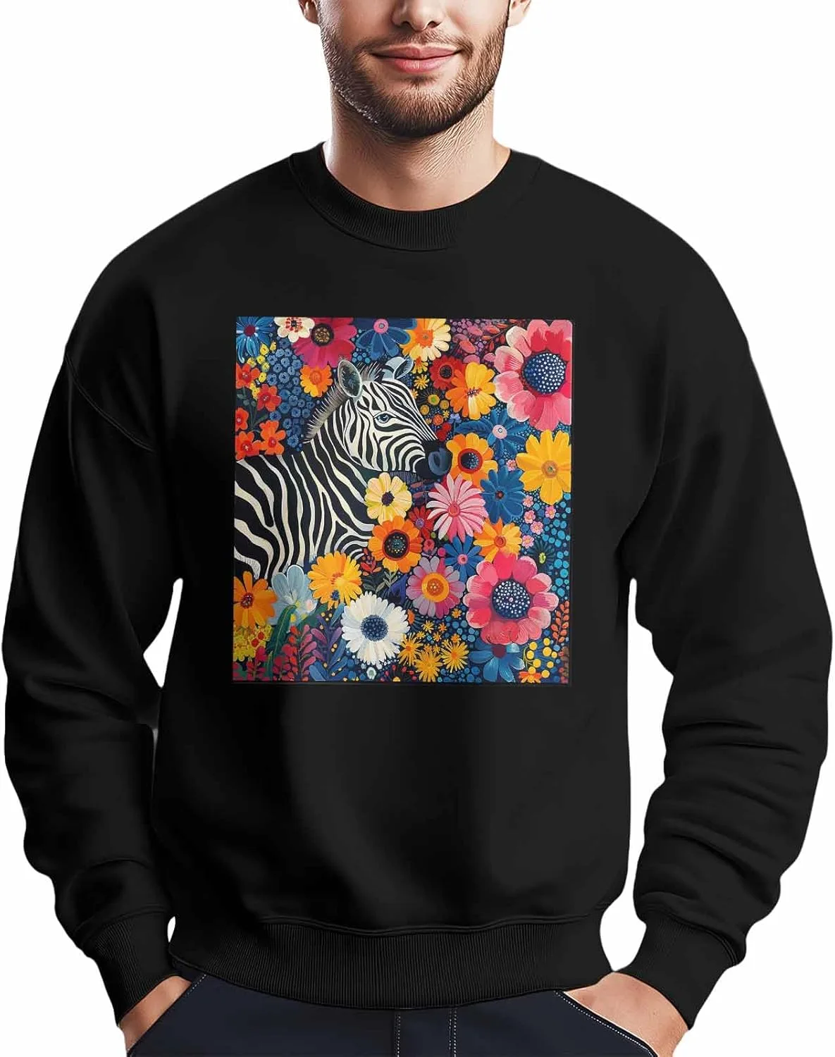 

Мужской свитшот с мексиканским цветочным принтом и зеброй Winvebermior