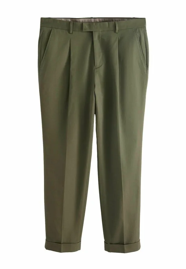 Классические зауженные брюки с двойной складкой Next, Khaki Green