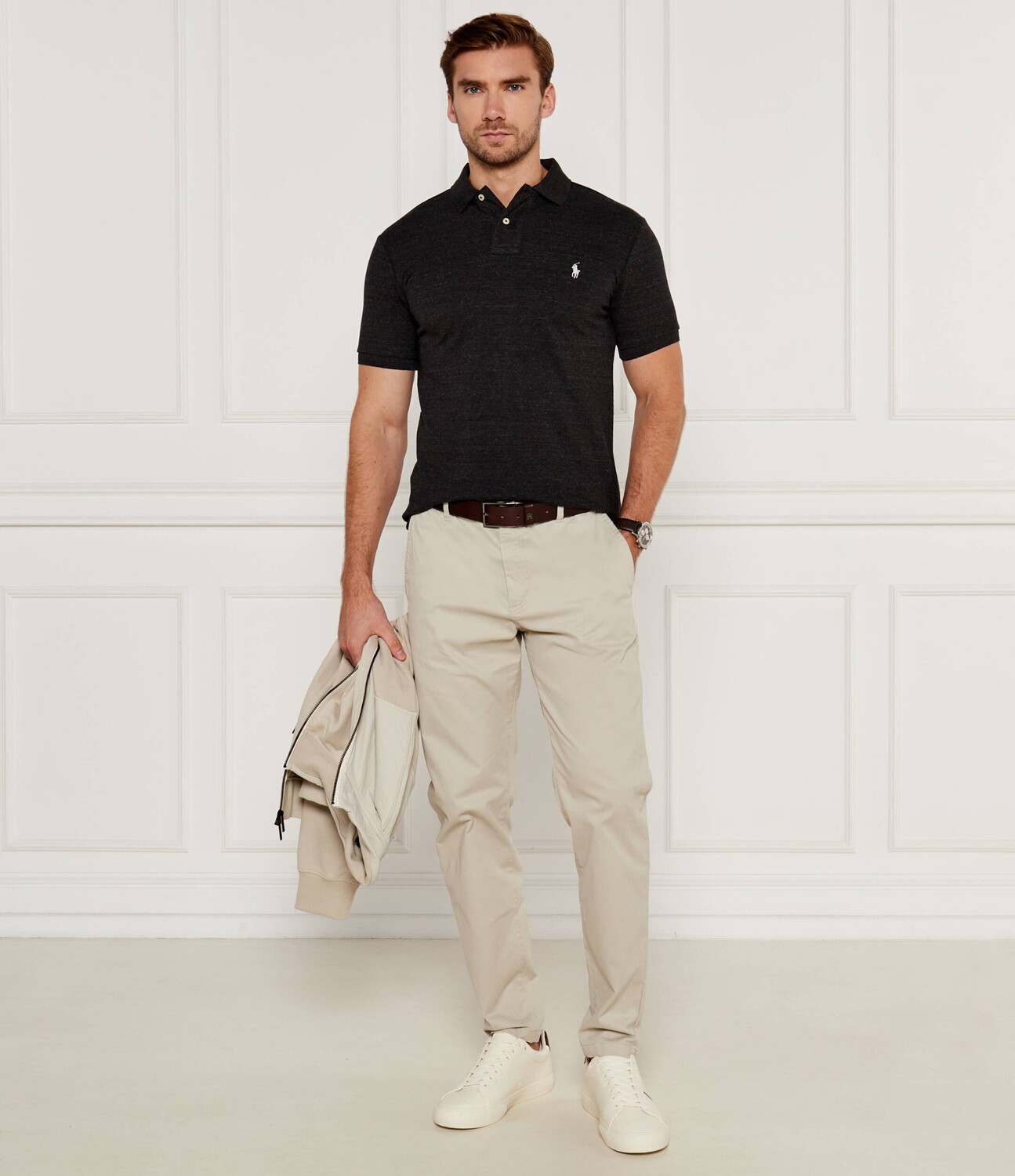 Поло POLO RALPH LAUREN slim fit pique, черный — фото 2