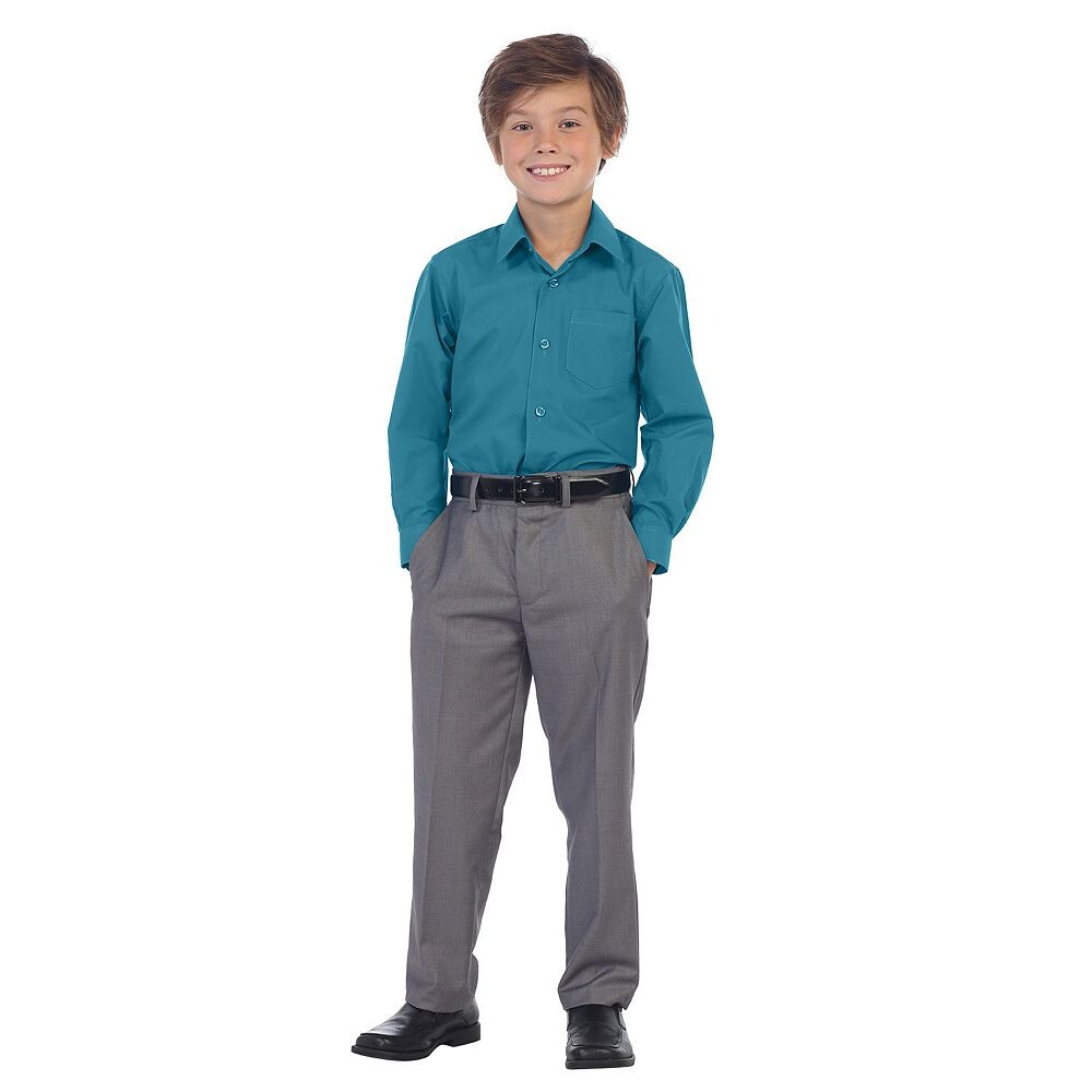 Детская однотонная классическая рубашка Gioberti с длинными рукавами, темно-синий — фото 2