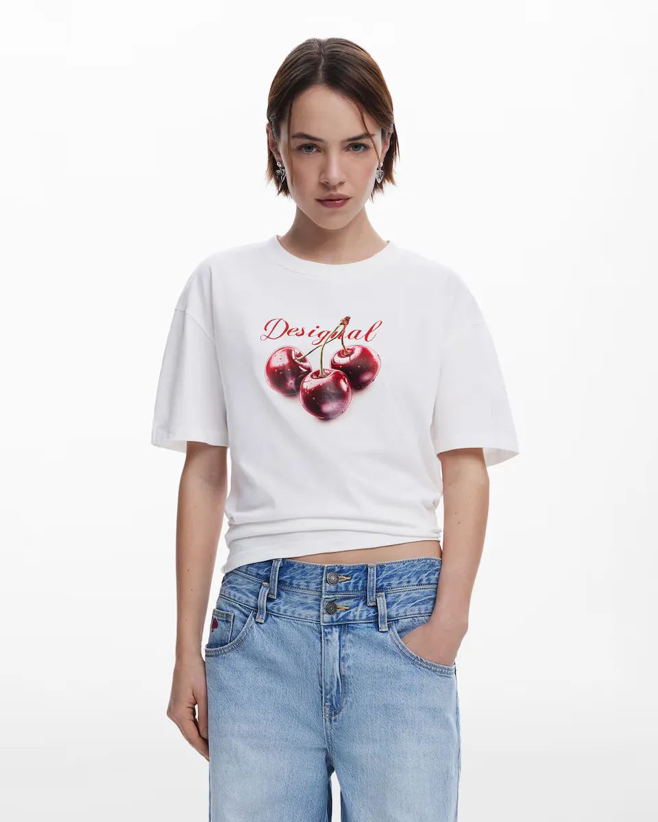 

Женская футболка с логотипом в виде вишни спереди Desigual, белый