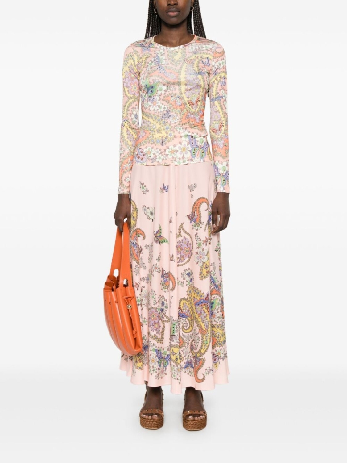 

ETRO шелковая юбка макси, розовый