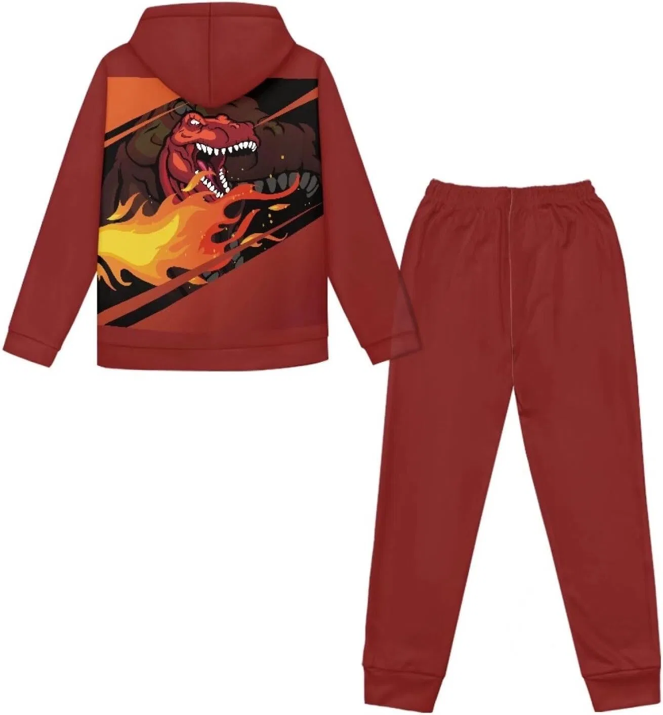 Детский спортивный костюм Uppodwarkid, толстовка и спортивные штаны, цвет Red Fire Dinosaur — фото 4