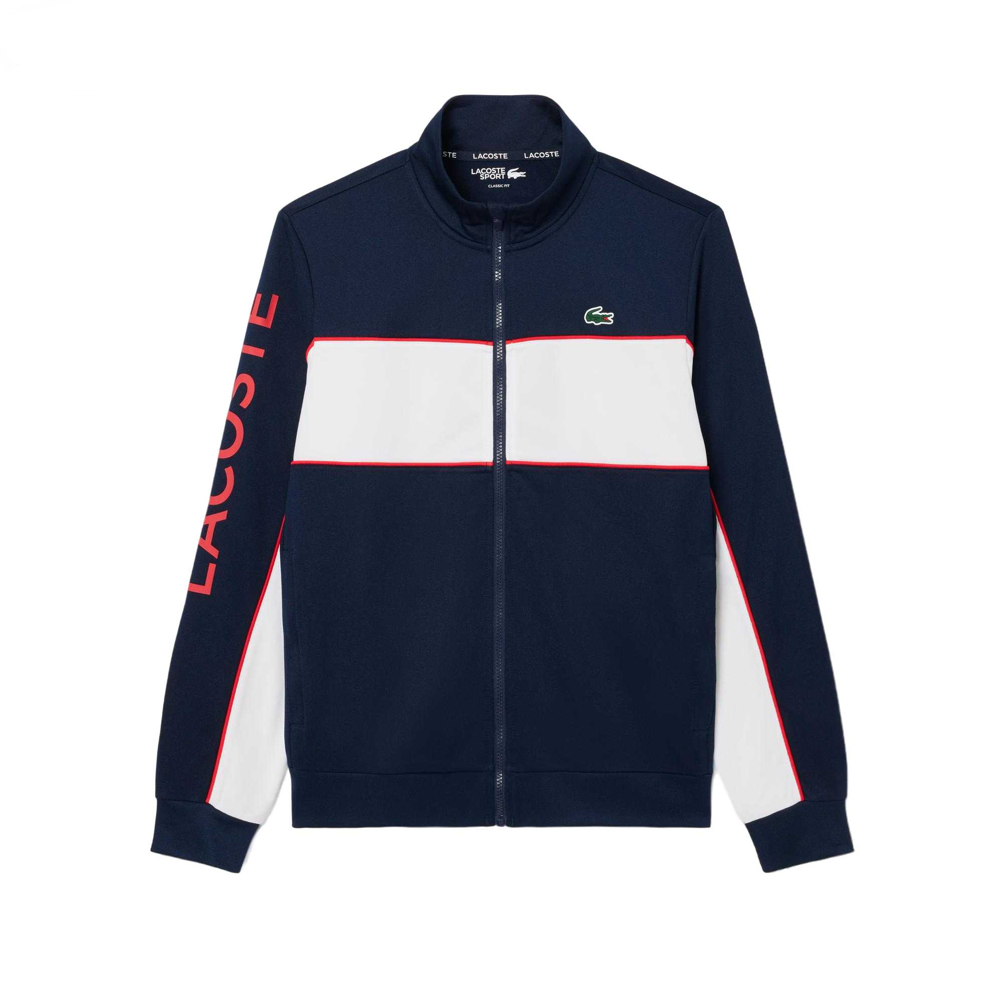 

Теннисные топы для мужчин с воротником стойкой умеренной посадки LACOSTE, 5gc/marine синий/белый/красный