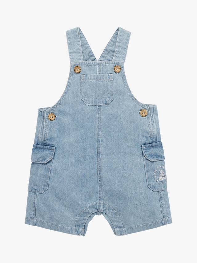 

Детские хлопковые джинсовые шортики-комбинезон Purebaby