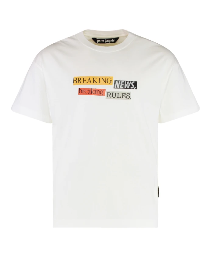 

Хлопковая футболка с круглым вырезом Palm Angels, белый