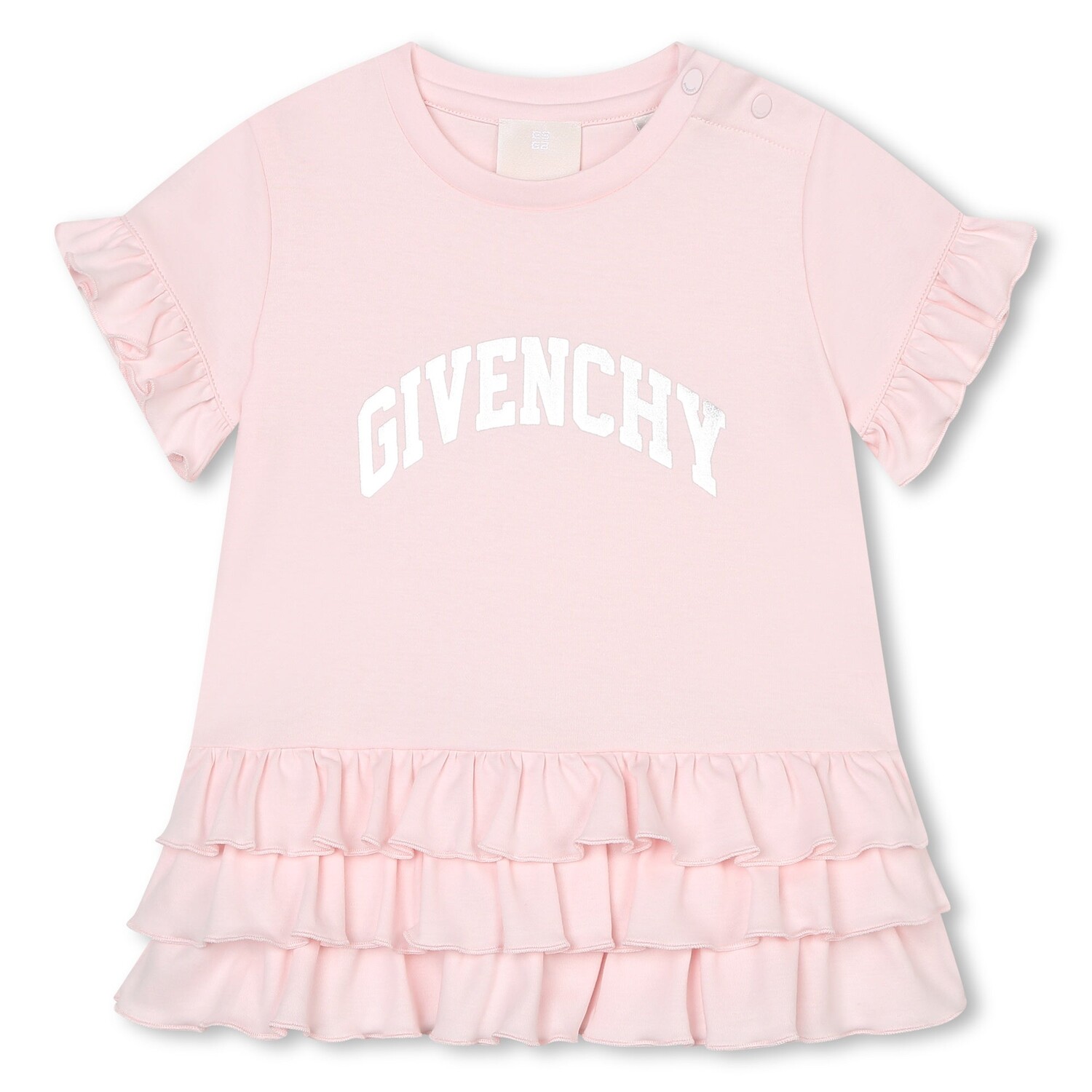 

Розовое короткое платье с логотипом и рюшами Givenchy, розовый
