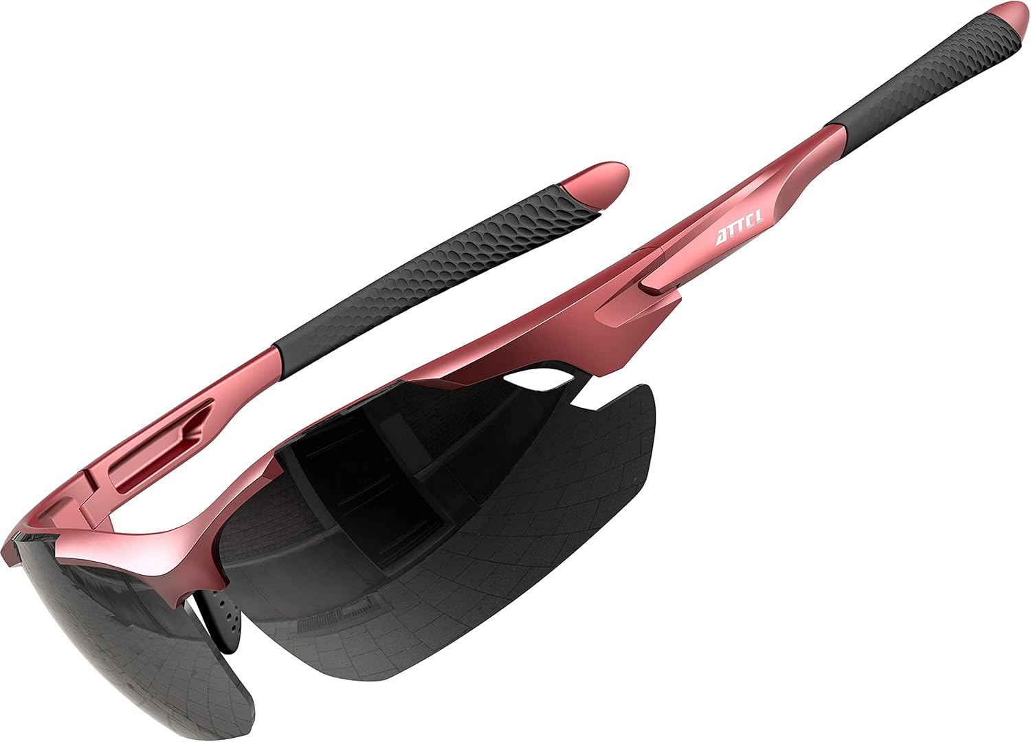 

Поляризованные солнцезащитные очки ATTCL для мужчин, спортивные: надежная фиксация, облегающая оправа из материала TR90, сверхлегкая защита от УФ-излучения, подходят для рыбалки, вождения, гольфа, Red+grey/Not Mirrored