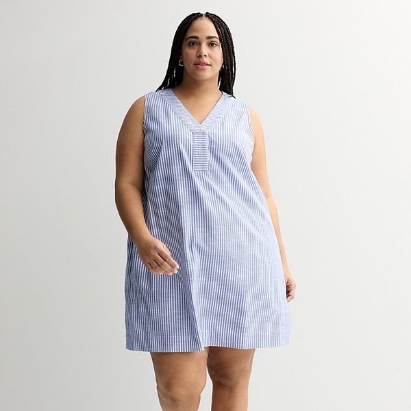 

Повседневное платье-трапеция Plus size Sonoma Goods For Life, Blue Small Stripe