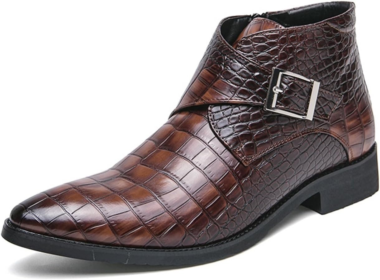 

Мужские кожаные челси с узором под крокодила, модные зауженные ботинки Чакка Dmgyck, коричневый
