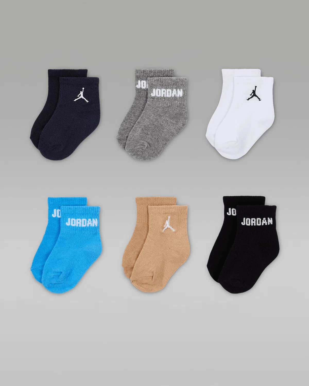 Baby /Toddler Ankle Socks (6 Pairs) Jordan Everyday Essentials, Obsidian/Obsidian