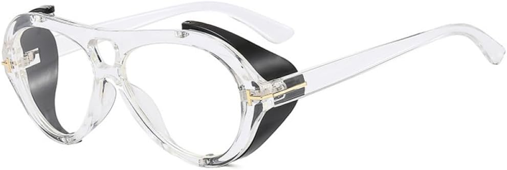 

Ретро-солнцезащитные очки в стиле панк с двойной перемычкой, круглые, для женщин, модные, прозрачные, розовые, желтые, с защитой от УФ-излучения UV400, для мужчин MTZJH, Transparent Clear