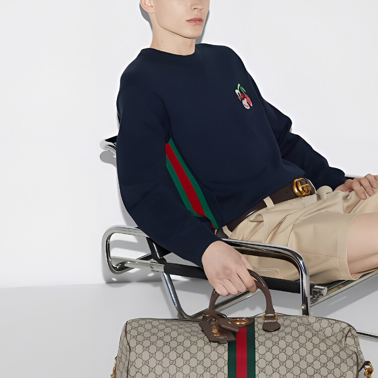 Свитер GUCCI мужской, 100% хлопок, синий — фото 4