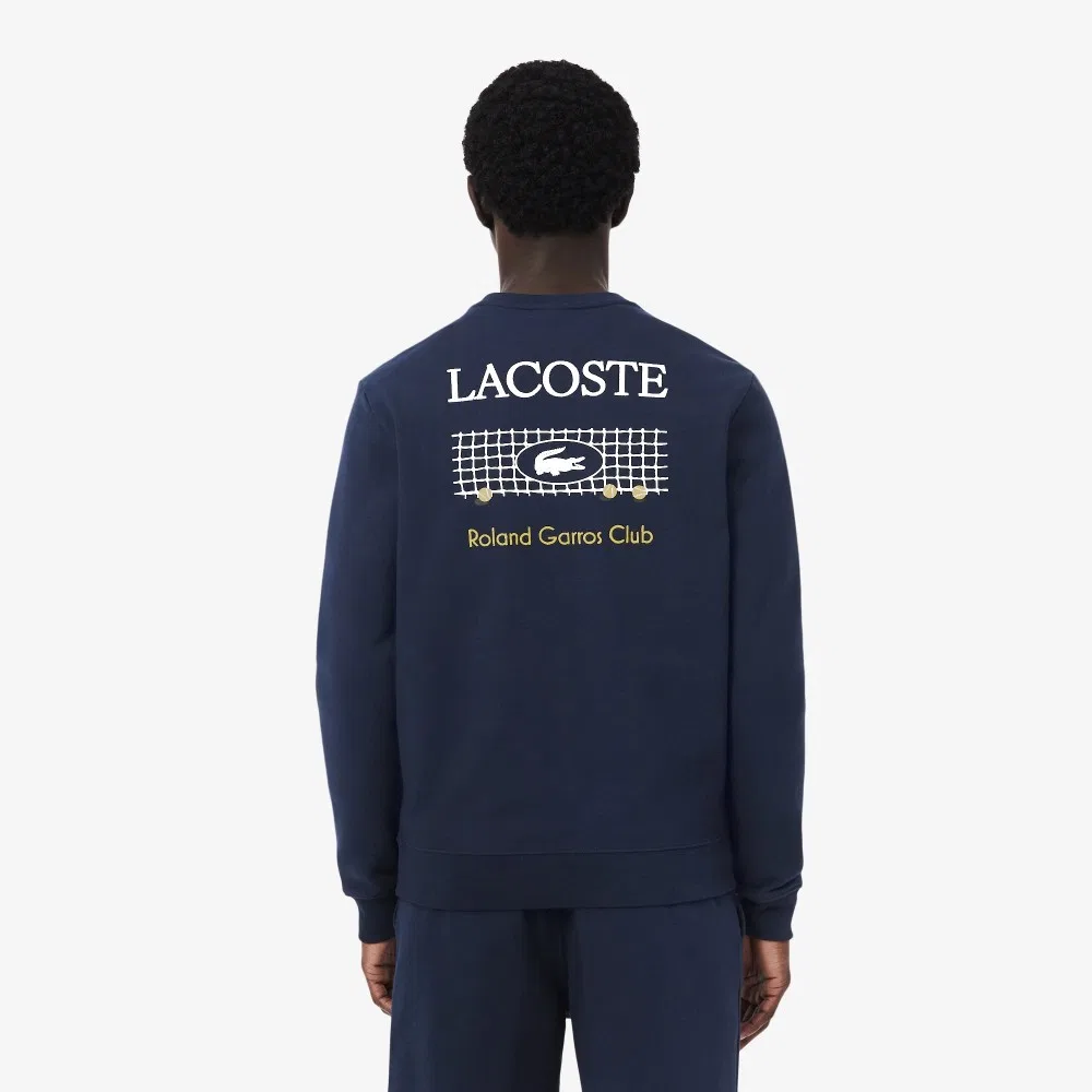 Мужской свитшот с графикой Roland Garros тёмно-синий от Lacoste — фото 3