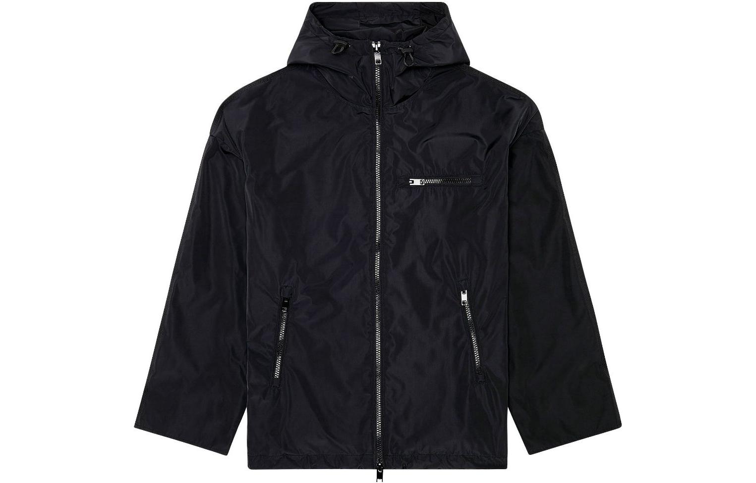 DIESEL Куртка Henness из нейлона с контрастной окантовкой и логотипом в виде овала, Black — фото 3