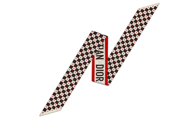 

DIOR Шёлковый шарф, White, Black, and Red