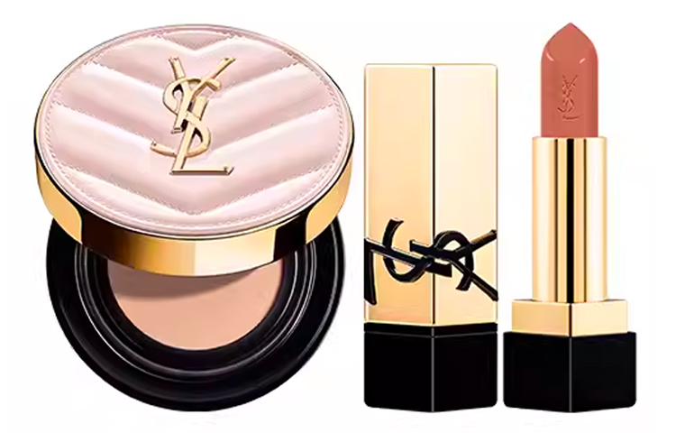 Набор Yves Saint Laurent: тональный кушон Touche Eclat Glow-Pact #B10 + губная помада Rouge Pur Couture #NM — фото 2
