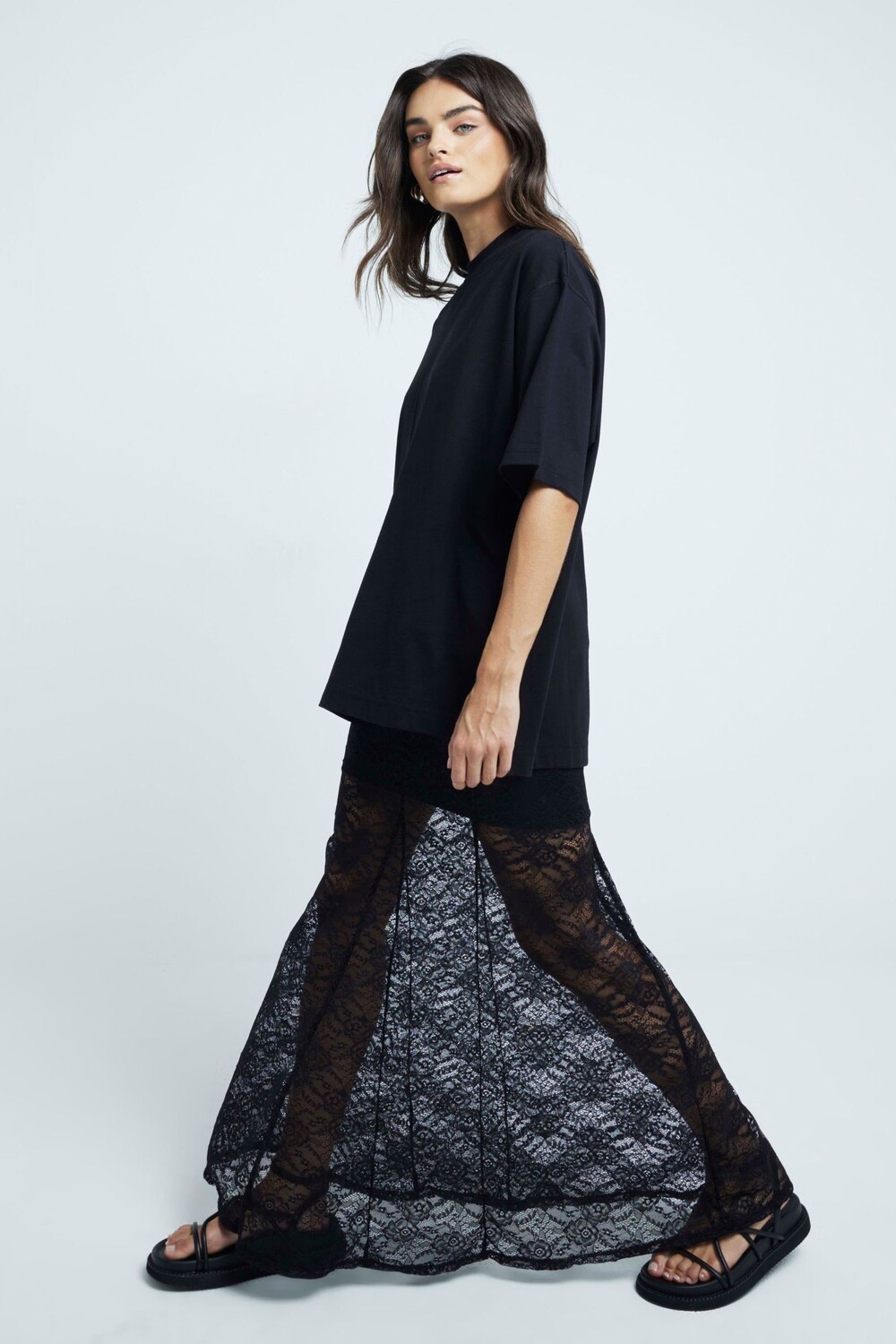 

Юбка макси из кружева River Island, черный