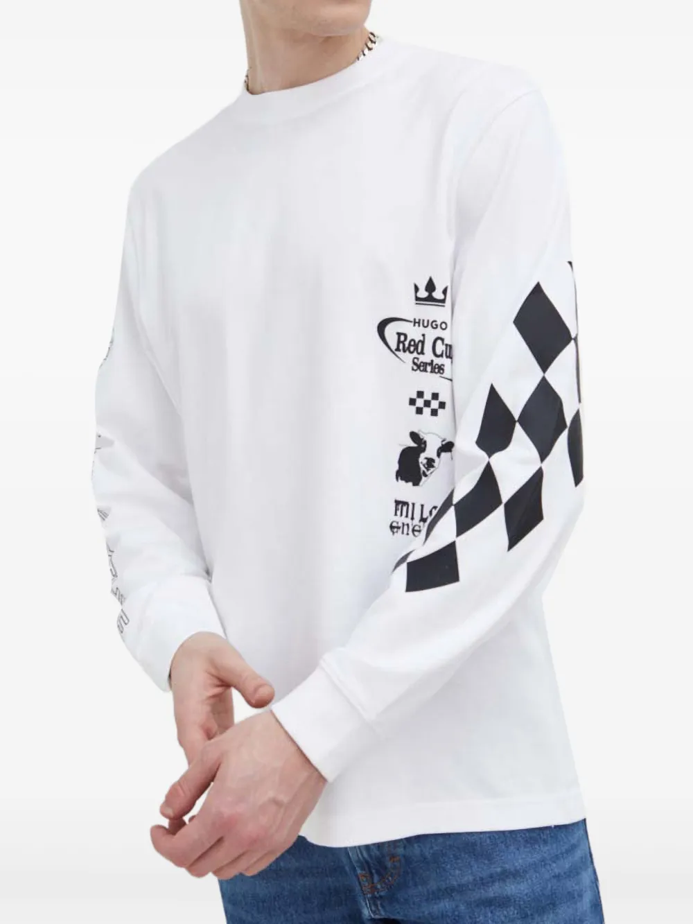 

Футболка с длинными рукавами и графическим принтом Hugo, белый