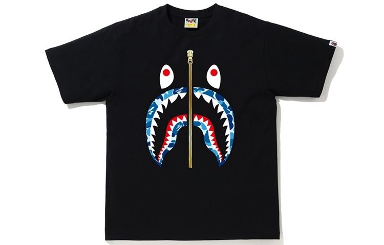 Футболка Bape Abc Camo Shark White/Pink A BATHING APE, бело-голубой камуфляж — фото 3