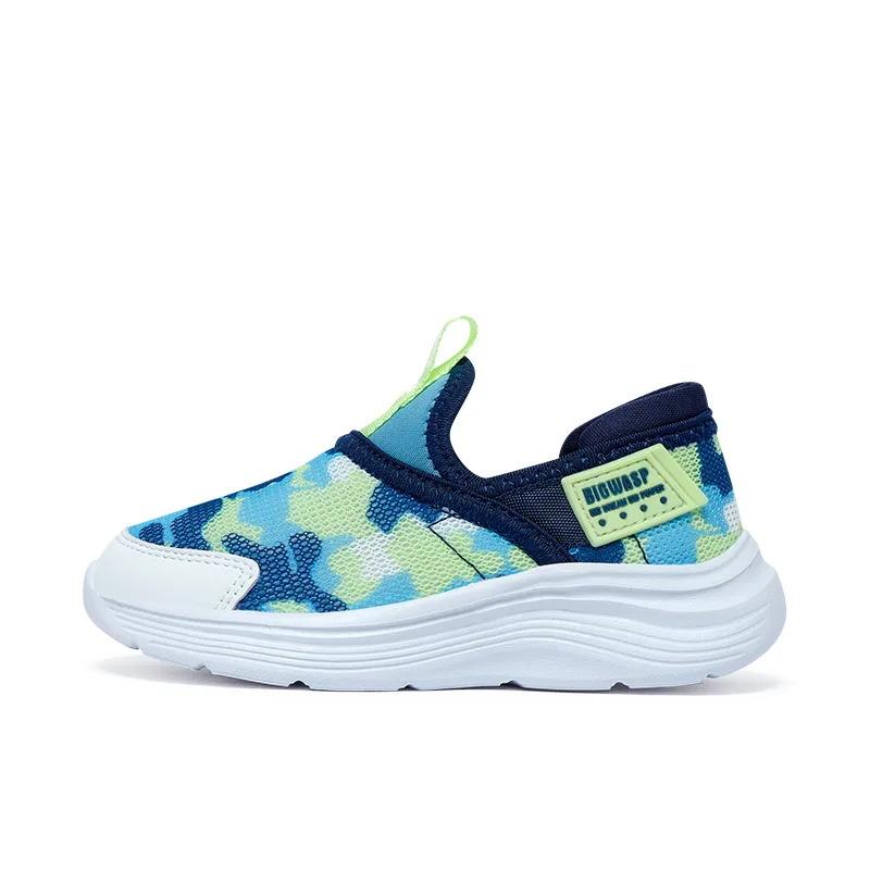 Детские повседневные кроссовки low top из искусственной кожи, нескользящие, износостойкие, дышащие BIG WASP, темно-синий зеленый