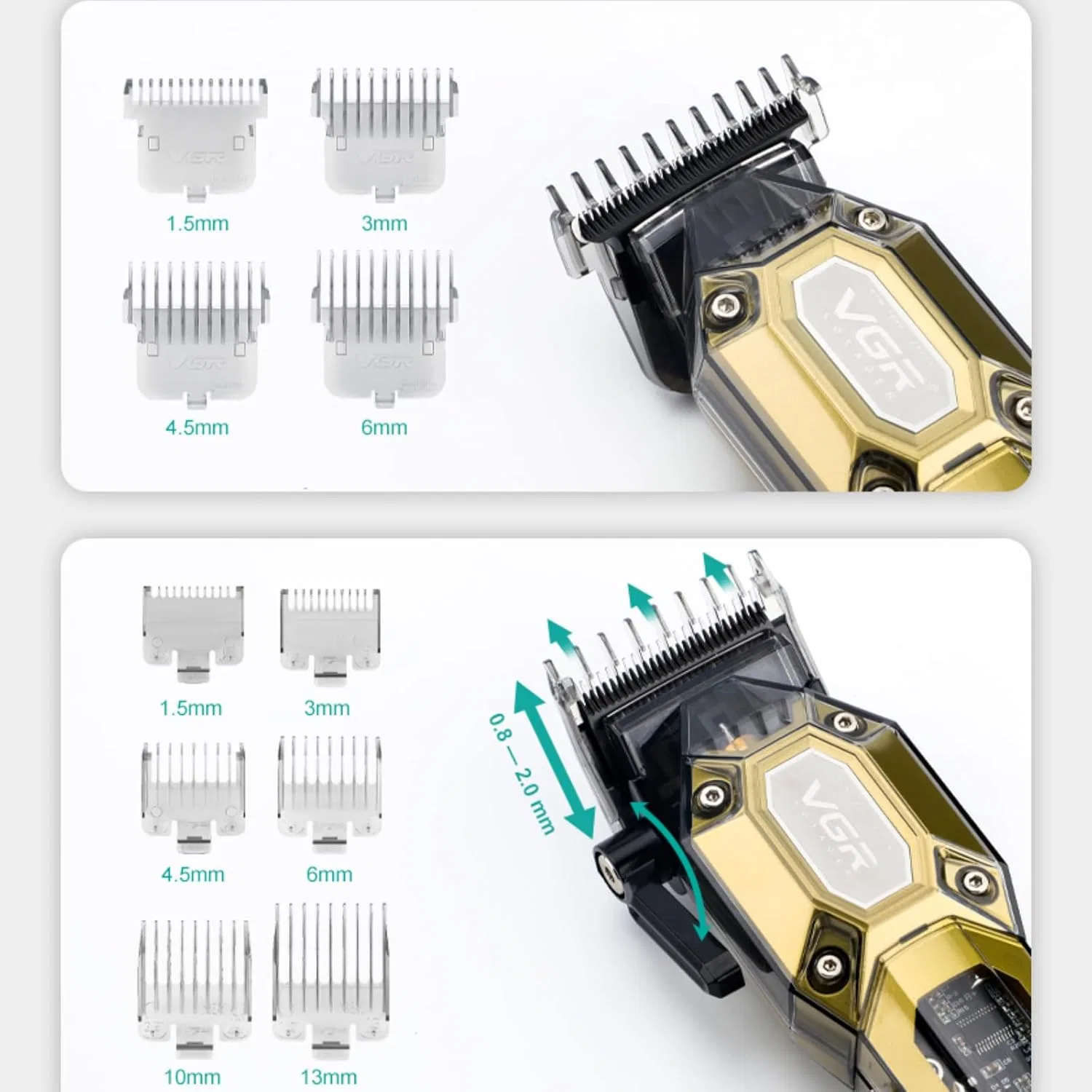 Профессиональный триммер для волос «VGR 600&900» от VGR Vgr, Green — фото 3