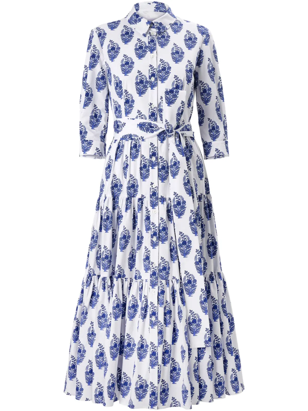 

Платье-рубашка с цветочным принтом Carolina Herrera, белый