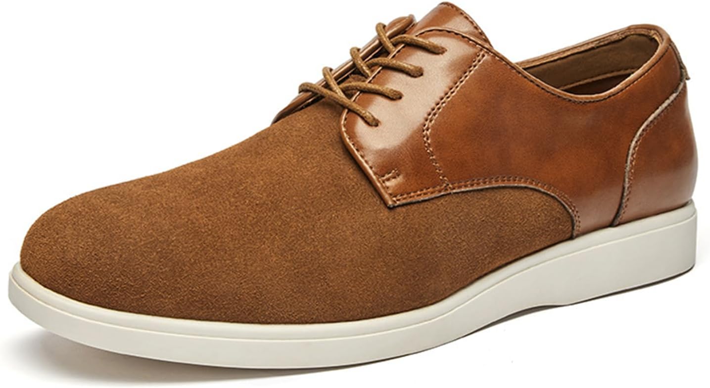 

Мужские замшевые кроссовки-оксфорды с круглым носком, кроссовки, модные, удобные, на шнуровке, нескользящие, повседневные деловые кроссовки, дышащие, легкие, для ходьбы, дерби для офиса, свадьбы и работы Nxnbhsl, коричневый