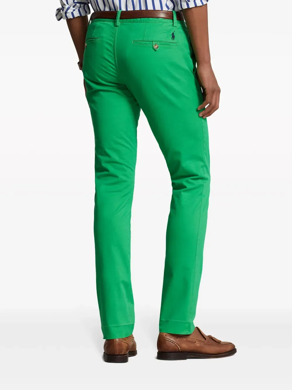 Зауженные брюки из хлопковой саржи Polo Ralph Lauren, зеленый — фото 4