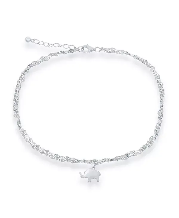 

Двойная серебряная зеркальная цепочка с браслетом на лодыжку в форме слона Simona, silver