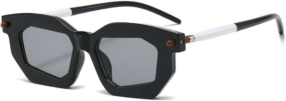 

Солнцезащитные очки Polygon Cat Eye для женщин, двухцветные, модные, с прозрачными линзами; очки для мужчин в стиле панк с заклепками, уникальные солнцезащитные очки UV400 TYUVIVO, Black Grey