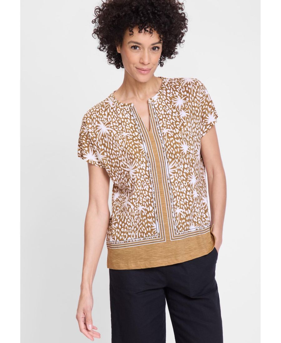 

Женская футболка с принтом Тропический микс Olsen, Light cognac