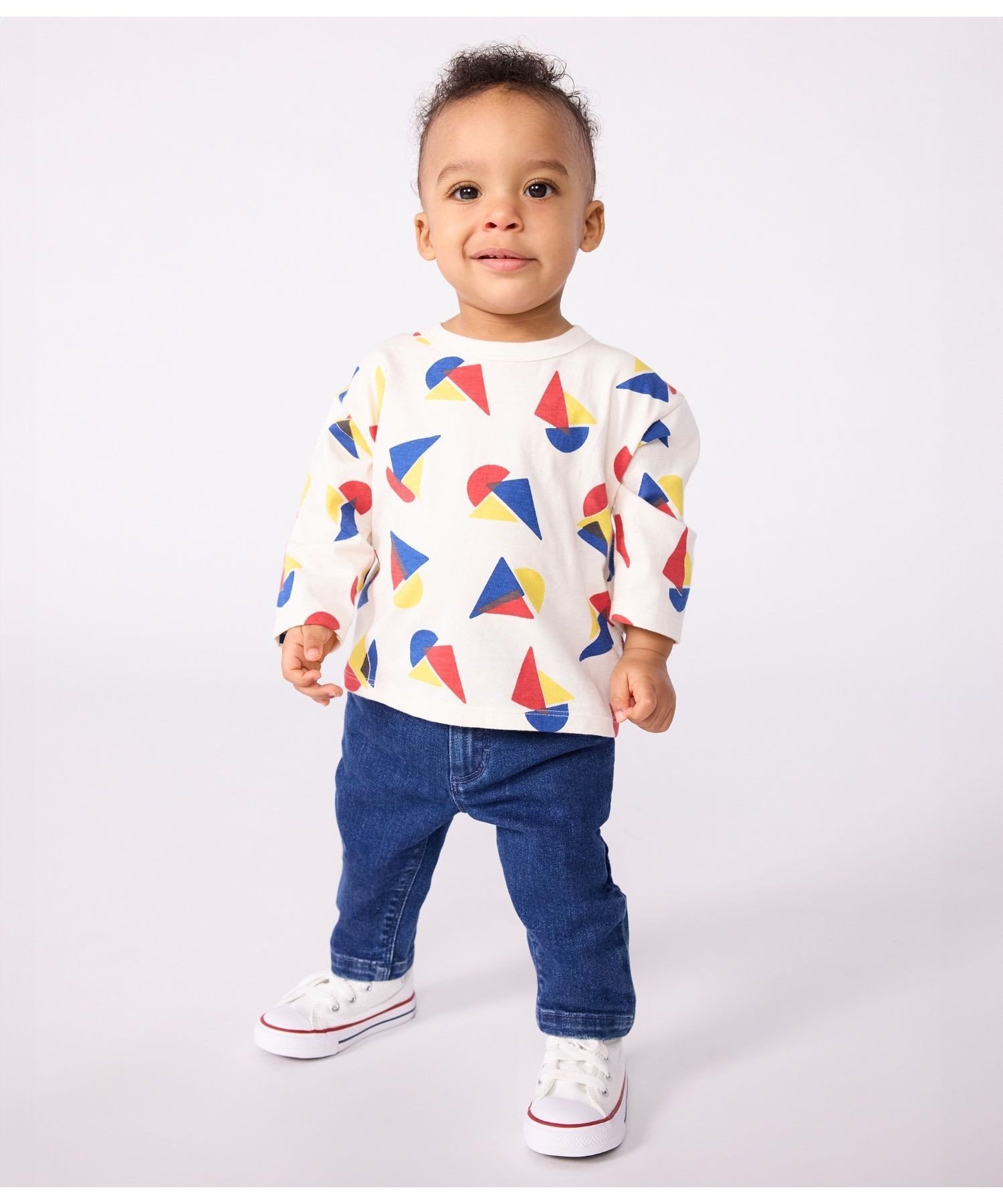 Футболка с длинными рукавами PETIT BATEAU, Off-white/multicolor