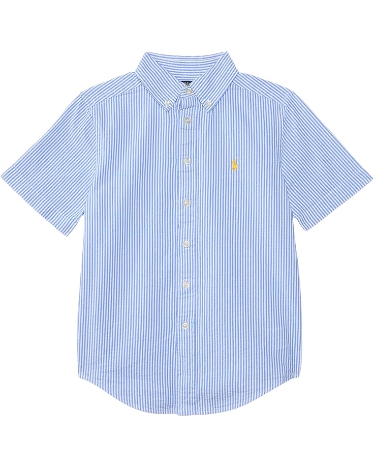 

Рубашка Polo Ralph Lauren Kids Striped Seersucker Short-Sleeve Shirt, цвет 2604A Blue/White